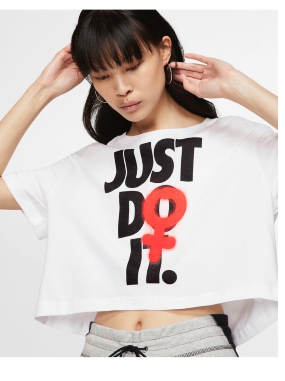 Nike Just Do It Female Cropped 100% Cotton Top Size Medium